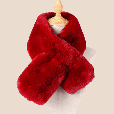 

Women Winter Thicken Plush Faux Rabbit Fur Scarf Solid Collar Shawl Neck Warmer Shrugs Knitted Neckerchief Wrap New