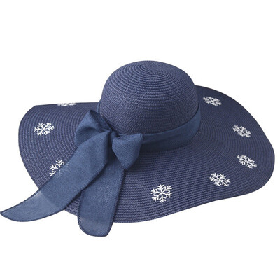 

Women Fashion Concise Casual Sunscreen Wide Brim All-match Bow-knot Printed Sun Hat