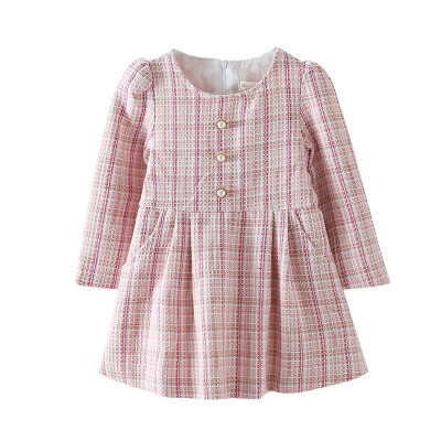 

Baby Girl Dress 2-7T Children Autumn Girls Cute Solid Color Bottoming Long Sleeved Button Sweet Princess Dress