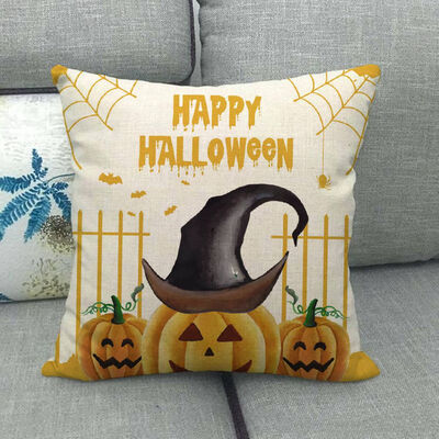 

1pcs Pumpkin Print Cotton Linen Cushion Cover Pillow Case Sofa Home Cat Lovely