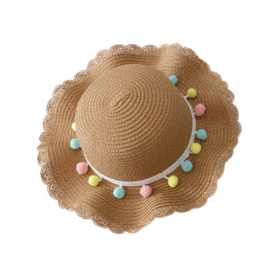 

Newborn Photography Props Straw kids Baby Hat Floral Baby Beach Cap Summer Baby Girl Hat Sun Visor Caps With Bag
