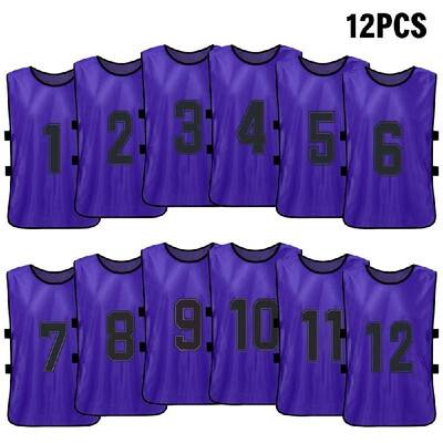

12 PCS Adults Soccer Pinnies Quick Drying Football Team Jerseys Youth Sports Scrimmage Soccer Team Training Numbered Bibs Practice