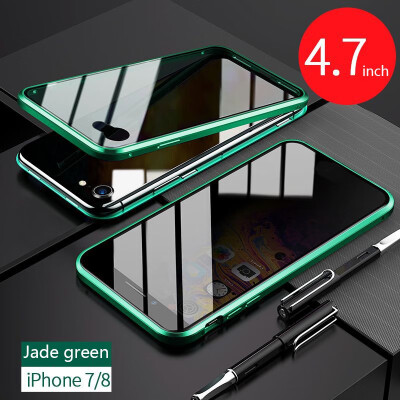 

iPhone Glass CaseSlim Bumper Magnetic Adsorption Installation Anti-Scratch Aluminum Metal with Double Screen Protector Cover