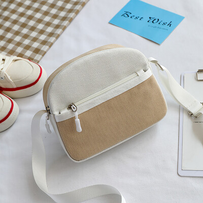

Tailored Women Contrast Color Cute Student Canvas Bag Versatile Shoulder Messenger Bag