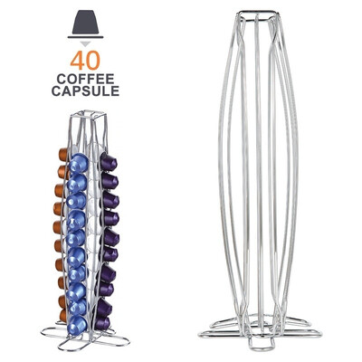 

Metal Coffee Pod Holder for Nespresso Capsule Stand Rotating Rack Numerous