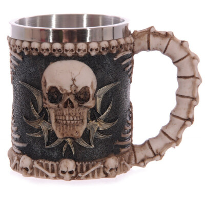 

Household Personality Halloween 3D Stainless Steel Skull Decor Coffee Mike Gothic Cup