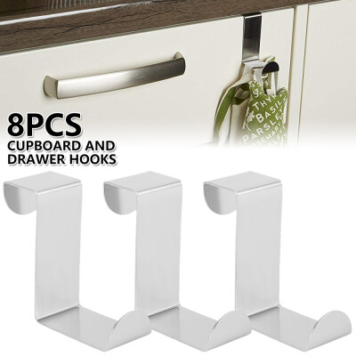 

8PCS Stainless Steel Metal Over Door Hooks for Clothes Coat Robe Hanger Hanging