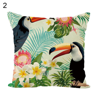 

45x45cm Forest Parrot Throw Pillow Case Cushion Cover Sofa Bed Car Home Decor