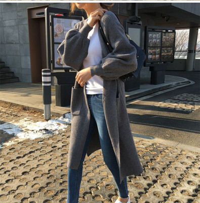 

Autumn 2018 new womens long woollen sweater in South Korea extra thick knitted cardigan casual languid sweater coat