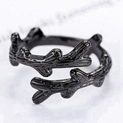 

Fashion Retro Women Jewelry White Chalcedony Moonlight Forest Lovers Rings Open