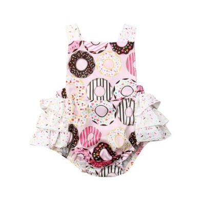 

US Stock Baby Girl Newborn Sleeveless Sweets Romper Bodysuit Clothes Set Outfit
