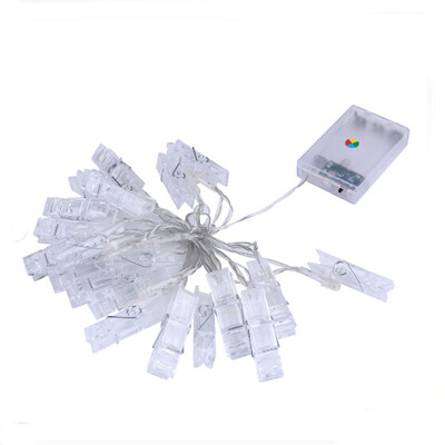 

BZ164 20 LED Clear Battery Holder Indoor Decoration Festoon Chirstmas Trees Party Wedding Home Holiday Photo Clip String Lights