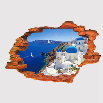 

3D Wall Floor Broken Wall Sticker Removable Art Home Living Room Decor Sticker