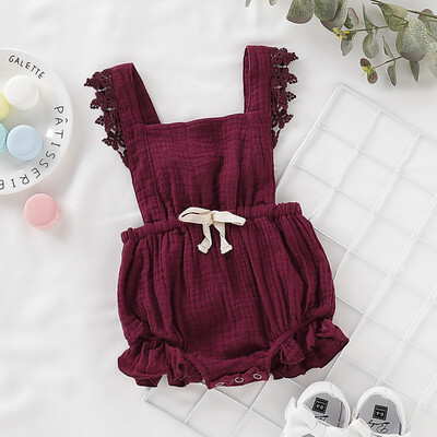 

Newborn Baby Girls Backless Design Romper Flare Sleeve Infant Casual Lace Outfits