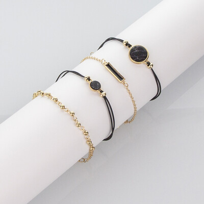 

Bohemia Styles Arrow Heart Love Marble Stone Rope Chain Charm Bracelets Sets For Women Jewelry Gifts