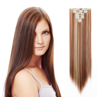 

8 PcsSet Fashion Long Curly Wavy Straight Clip In Hair Extension Sexy Heat Resistant Party Hair Natural Synthetic Hair For Women