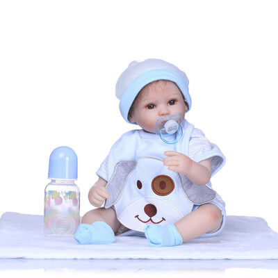 

Reborn Baby Doll 16 inch Cloth Body Lifelike Toddler Doll Play House Toy Gift With Green Cloths