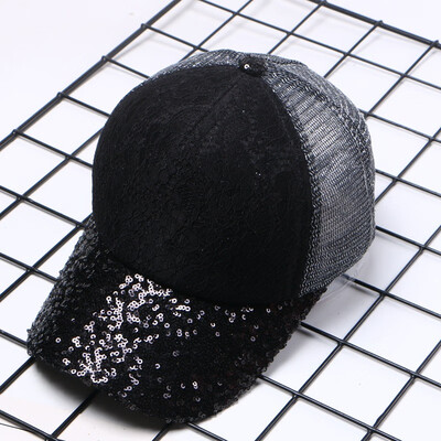 

2019 new lace baseball cap summer sequined Cap autumn net Hat women casual Joker student Hat tide