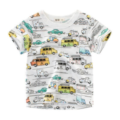 

Summer Baby Boy Girl Short Sleeve T-Shirts For Kids Colorful Small Cars Tops Tees Cotton Casual O-neck Shirts 1-10T