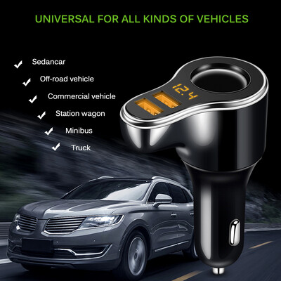 

Car LCD Cigarette Lighter Socket Splitter Dual USB DC12V Charger Power Adapter