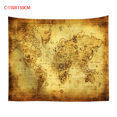 

Toponeto Vintage World Map Wall Tapestries Hanging Hippie Tapestry Bedspread Yoga Mat New