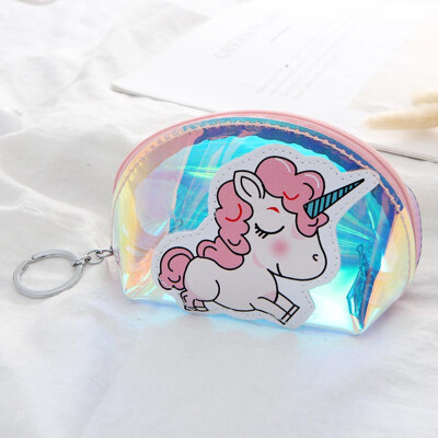 

Girl Women Mini Laser Coin Bag Key Chain Change Unicorn Coin Purse Mini Transparent Key Coin Bag Laser Women Mini Handbag