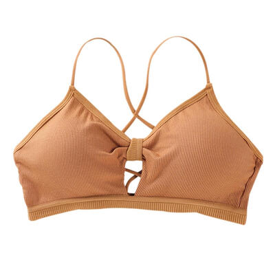 

Women Spaghetti Strap Hollow Bra Padded Wireless Stretch Sports Bra Top