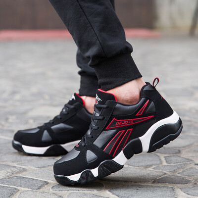 

Delocrd mens large size classic Korean fashion wild sports shoes black red 46