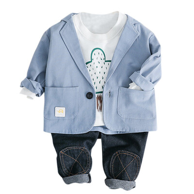 

Childrens Sets Kids Boys Clothing Set Spring Classic Casual Suit Coat T-Shirt Pant Set Children Kids 3Pcs Clothes Set