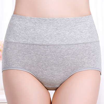 

Womens Panties Cotton High Waist Postpartum Hips Large Size Briefs Solid Color Embossed Breathable Briefs