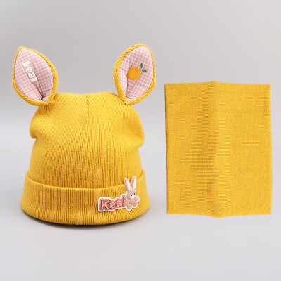 

Autumn&winter 2019 new versatile baby boys&girls childrens bib Suit Hat cartoon warm two-piece set