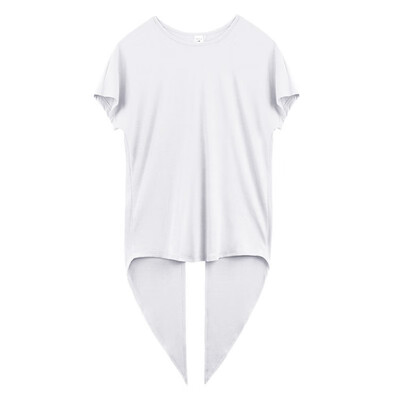 

Women Round Collar Summer Solid Color Irregular Short Sleeve Casual Simple Wild T-Shirt