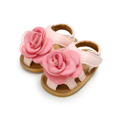 

Summer floral Newborn Baby Shoes Pram Crib First Walkers Hollow Soft Rubber Soled Outdoor PU Leather Girl Boy Shoe