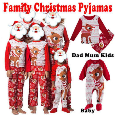 

Family Christmas Pajamas Set Xmas Matching Pyjamas Adult Kids Sleepwear Red Deer