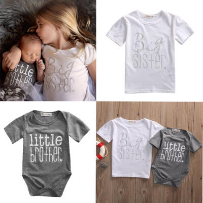 

Baby Boy Little Brother Romper Bodysuit Big Sister T-shirt Tee Matching Outfits