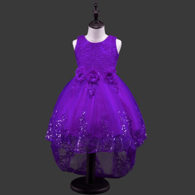 

2017 Cute Infant Child Girl Princess Wedding Dress Lace Floral Party Dress lace Flowers Princess Dress