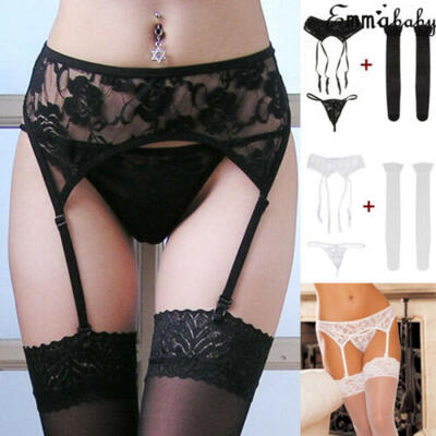 

Women Sexy Lingerie Lace Underwear G-string Garter Belt Stocking Set Ladies