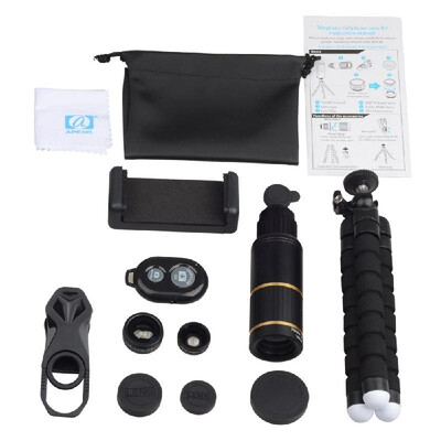 

APEXEL APL-JS16XBZJ5 Multifunction 4in1 Phone Lens Kit 16X Optical Telescope Telephoto Lens 063X Wide Angle Lens 15X Macro Lens 1