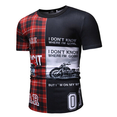 

Toponeto Mens Casual Print Slim Fit Tee Round Neck Short Sleeve Top Shirt Blouse