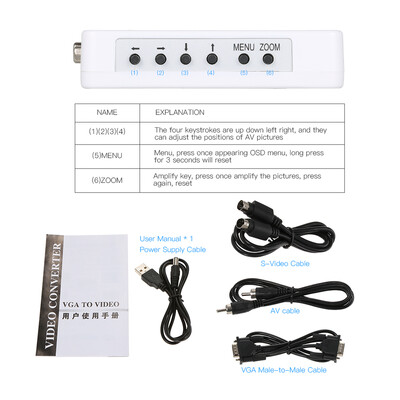 

VGA to RCA -Video Adapter PC Laptop to TV Video Converter Composite Switch Box