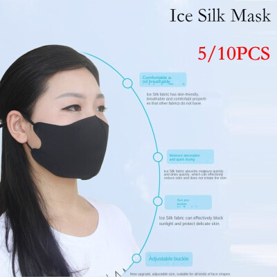 

510pcs Ice Silk Unisex Mask Spring Anti Flu Dust Proof Three-dimensional Washable Breathable Solid Thin Face Mask