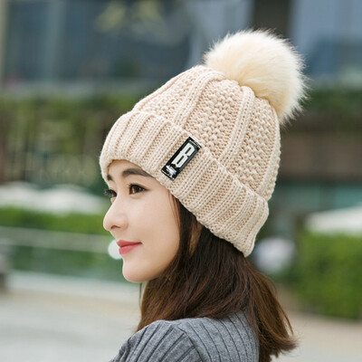 

Fashion Cotton B Letters Knitted Hat And Hat&Scarf Women Soft Winter Warm Beanies Caps Outdoor Sport Hats