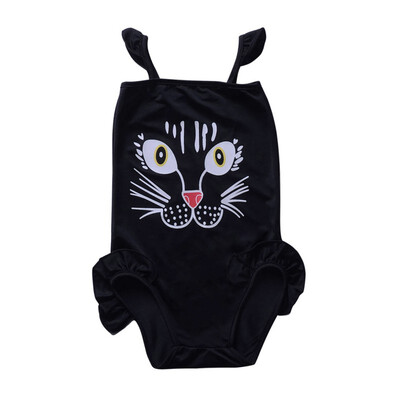 

1-6T Summer Hot Sale Baby Girls Swimsuit Infant Kids Siamese Skirts Cat Cute Cartoon Bodysuit Children Newly Fashion Jumpsuit