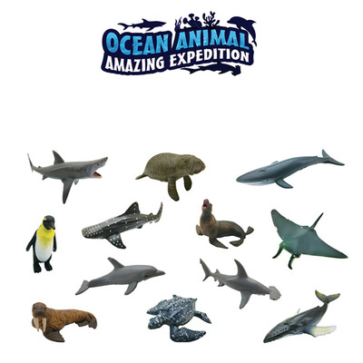 

Tailored 12PCS Plastic Simulation Marine Animals World Puzzle Learning Toy Figures Model