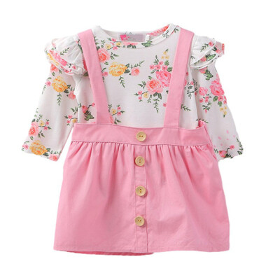 

Explosive Baby Girl Clothes Long-sleeved Dress Floral Dress Cotton Casual Outfits Set