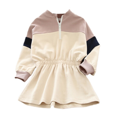 

New Autumn Dress For Girls Baby Girls Dress Patchwork Color Long Sleeve Sweatshirt Dresses Kids Clothes Cute Spring