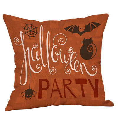 

Toponeto Happy Halloween Pillow Cases Linen Sofa Cushion Cover Home Decor