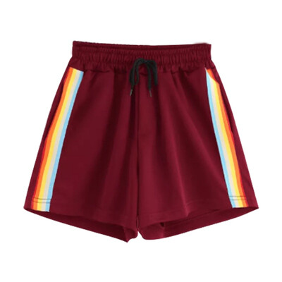 

ROPALIA Summer Women Rainbow Casual Short Pants Street Women All-match Loose Solid Soft Cotton Casual Female Stretch Shorts