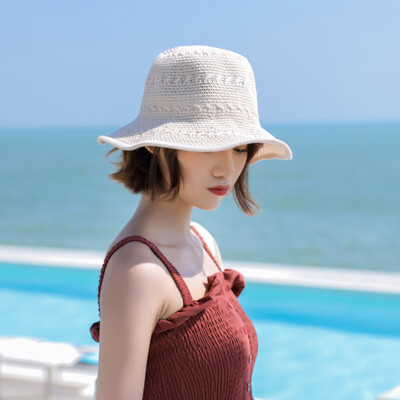 

Korean version of summer Joker fisherman hat tie bow straw hat womens summer small fresh knit beach holiday visor