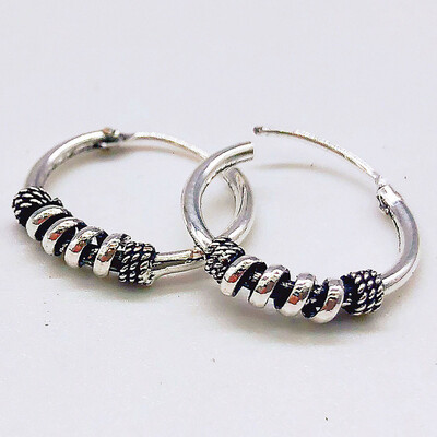 

European Vintage Silver Color Handmade Cool Small Hoop Earring